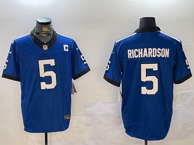 Men Indianapolis Colts 5 Richardson Blue Three generation 2024 Nike Limited NFL Jersey style 1